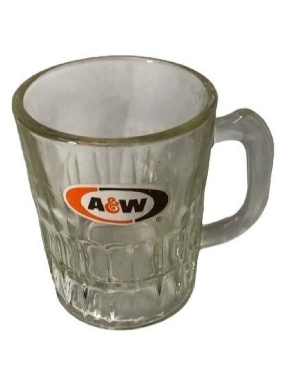 Vintage A & W tiny collector mug mini 3x3" clear handle READ
